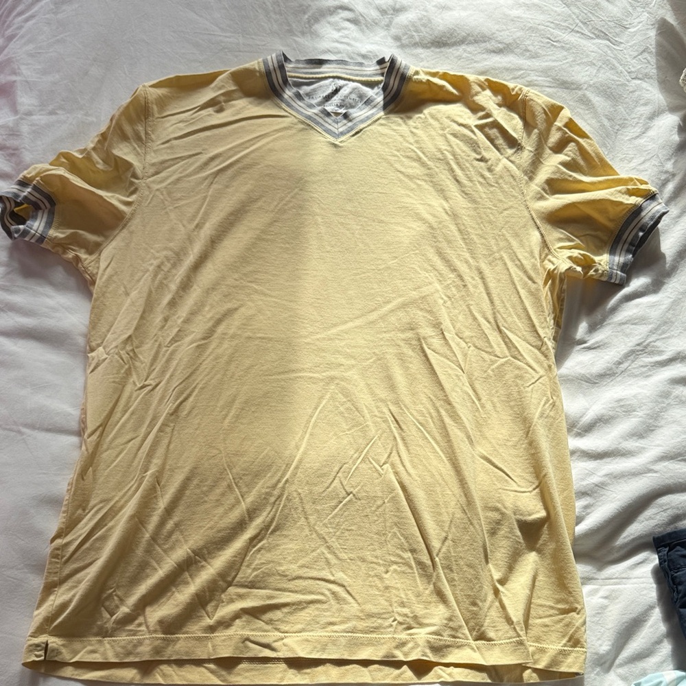 Brunello Cucinelli Men's Yellow V-Neck Shirt